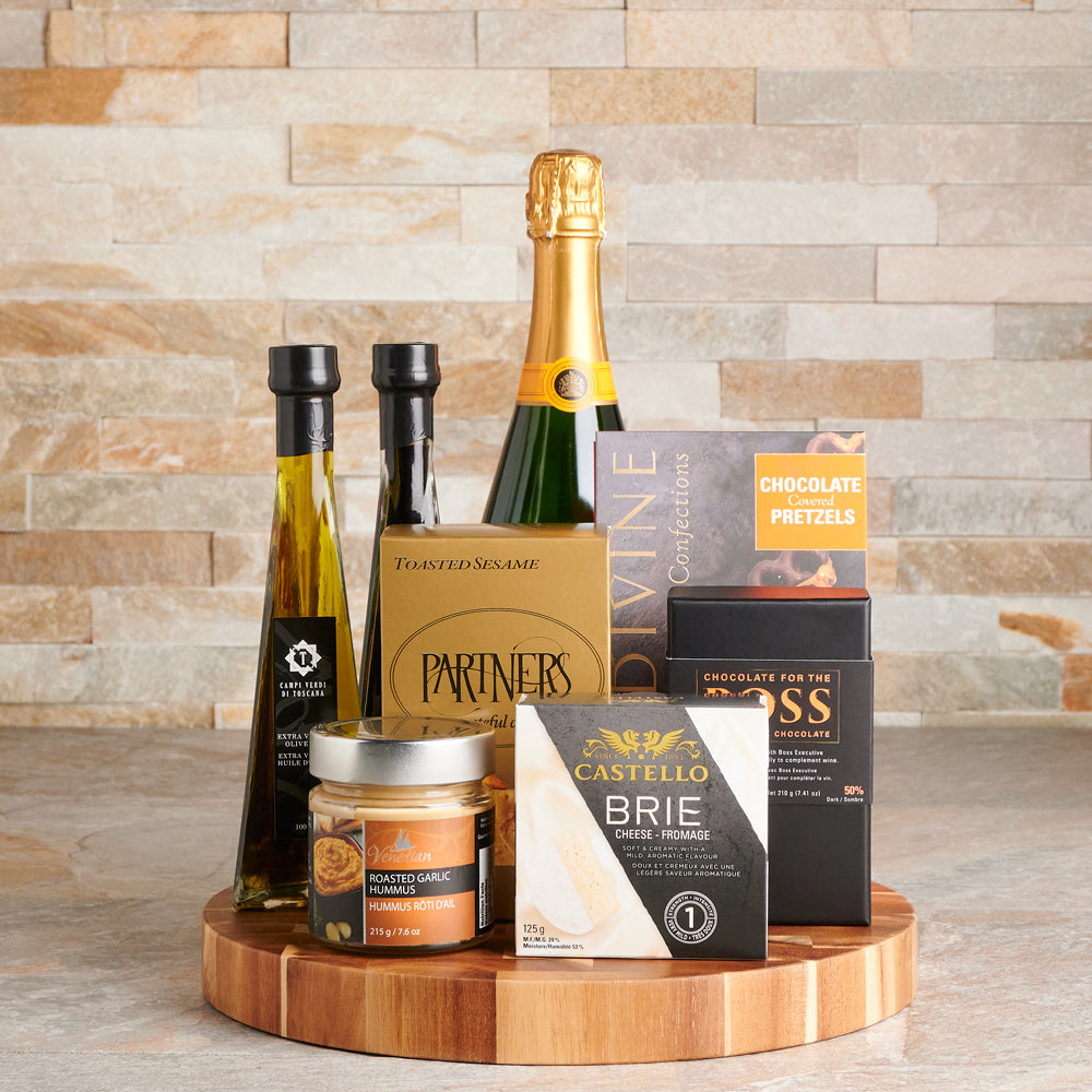 Relax & Snack Champagne Gift Basket, Gourmet Gift Baskets, Champagne Gift Baskets