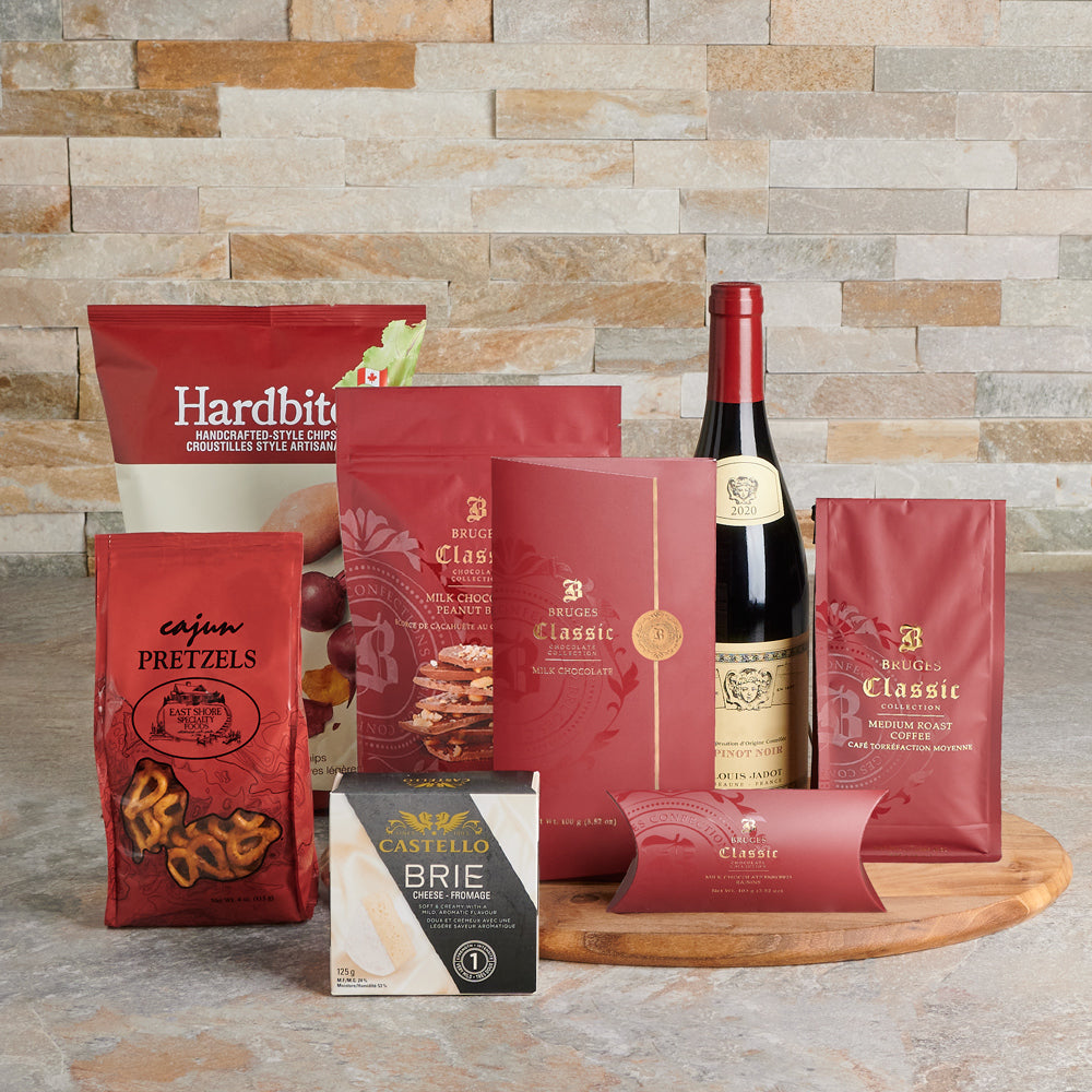 Wine with Brie and Treats – how the gift is presented