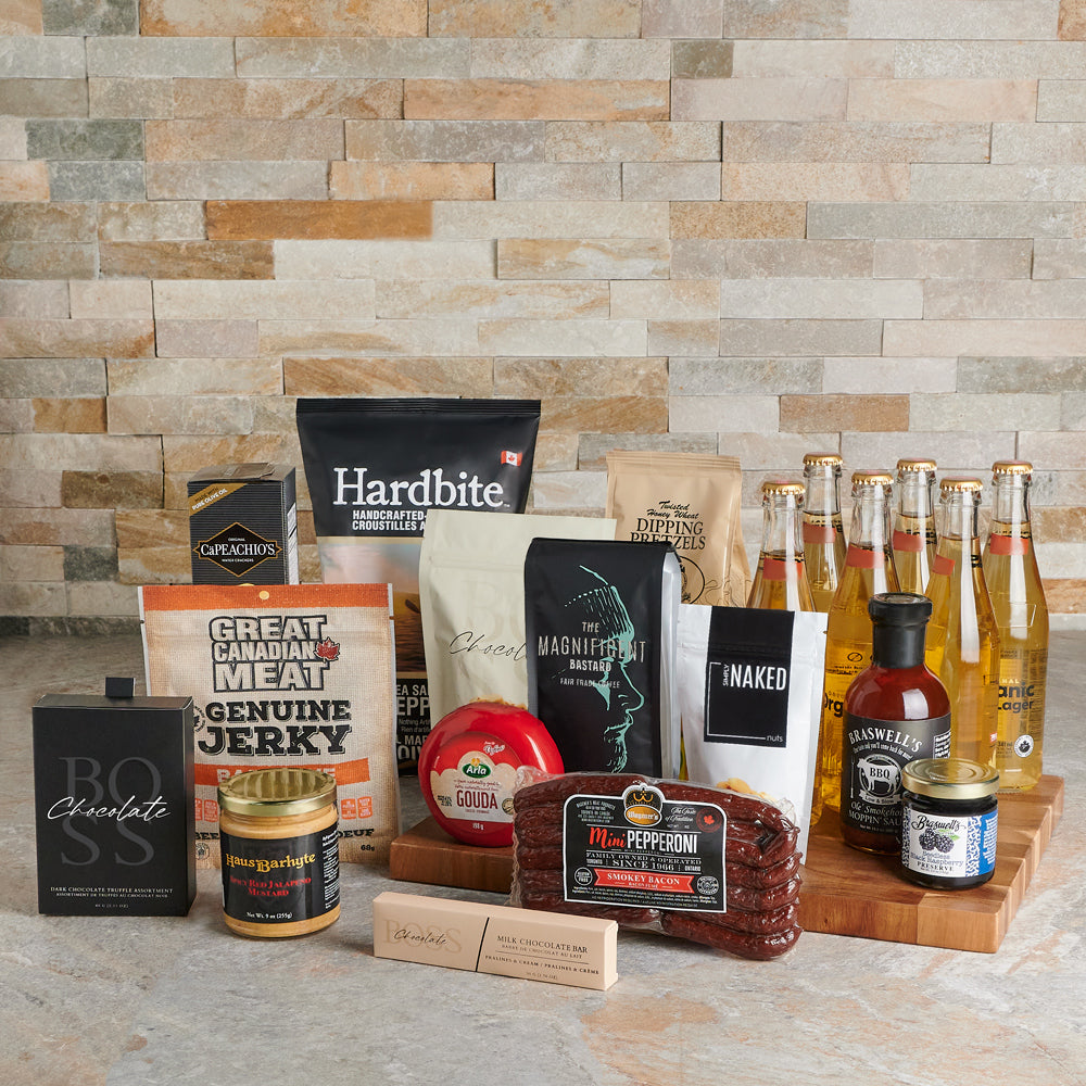 Beer Board and Gourmet Snacks Basket – how the gift is presented