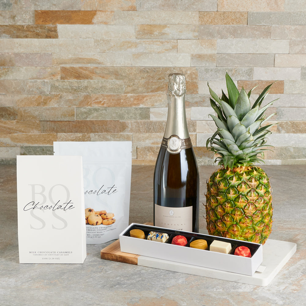 Sparkling Wine with Caramel Chocolates – how the gift is presented