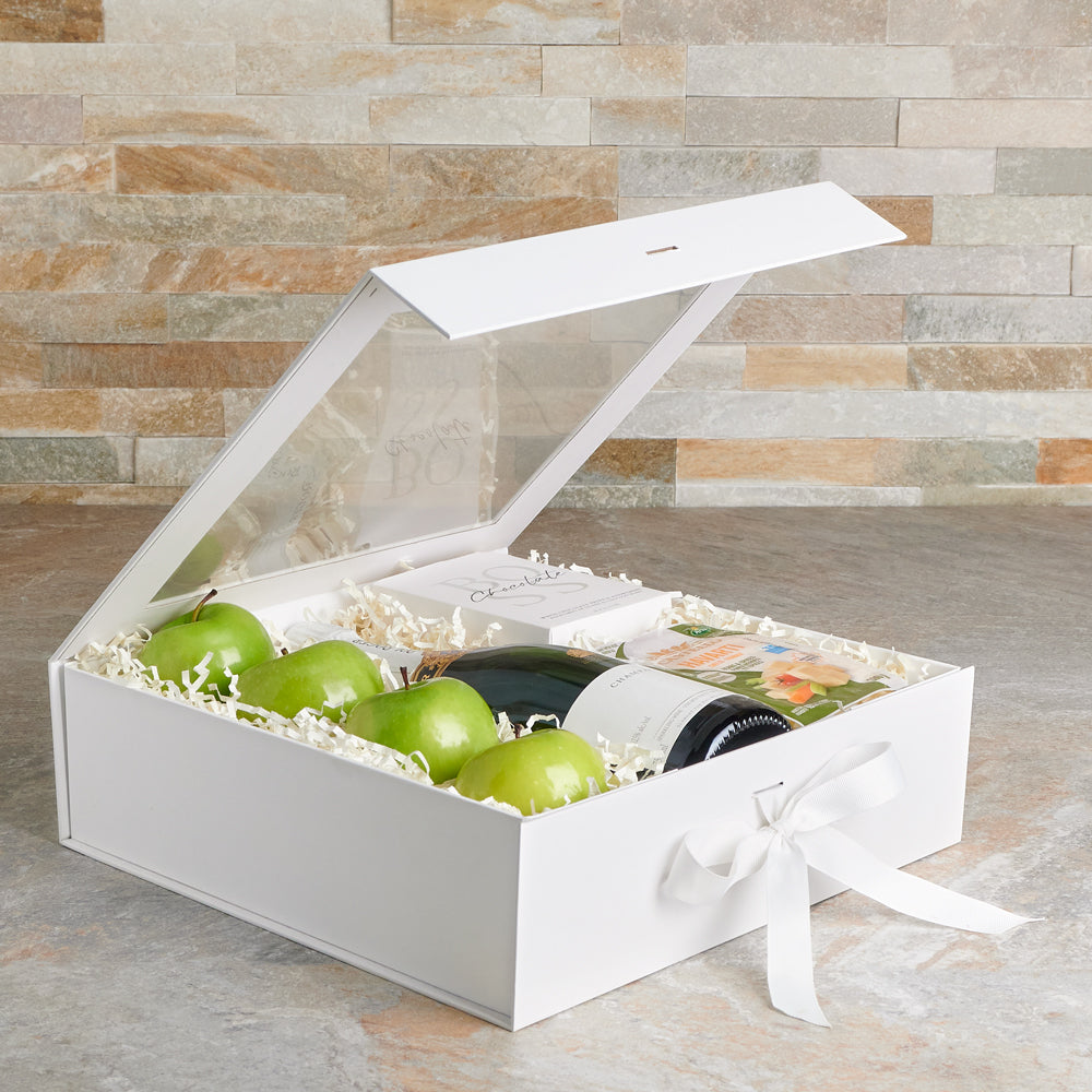 Pure Delight Fruit & Snack Box with Champagne, gourmet gift, gourmet, sparkling wine gift, sparkling wine, champagne gift, champagne