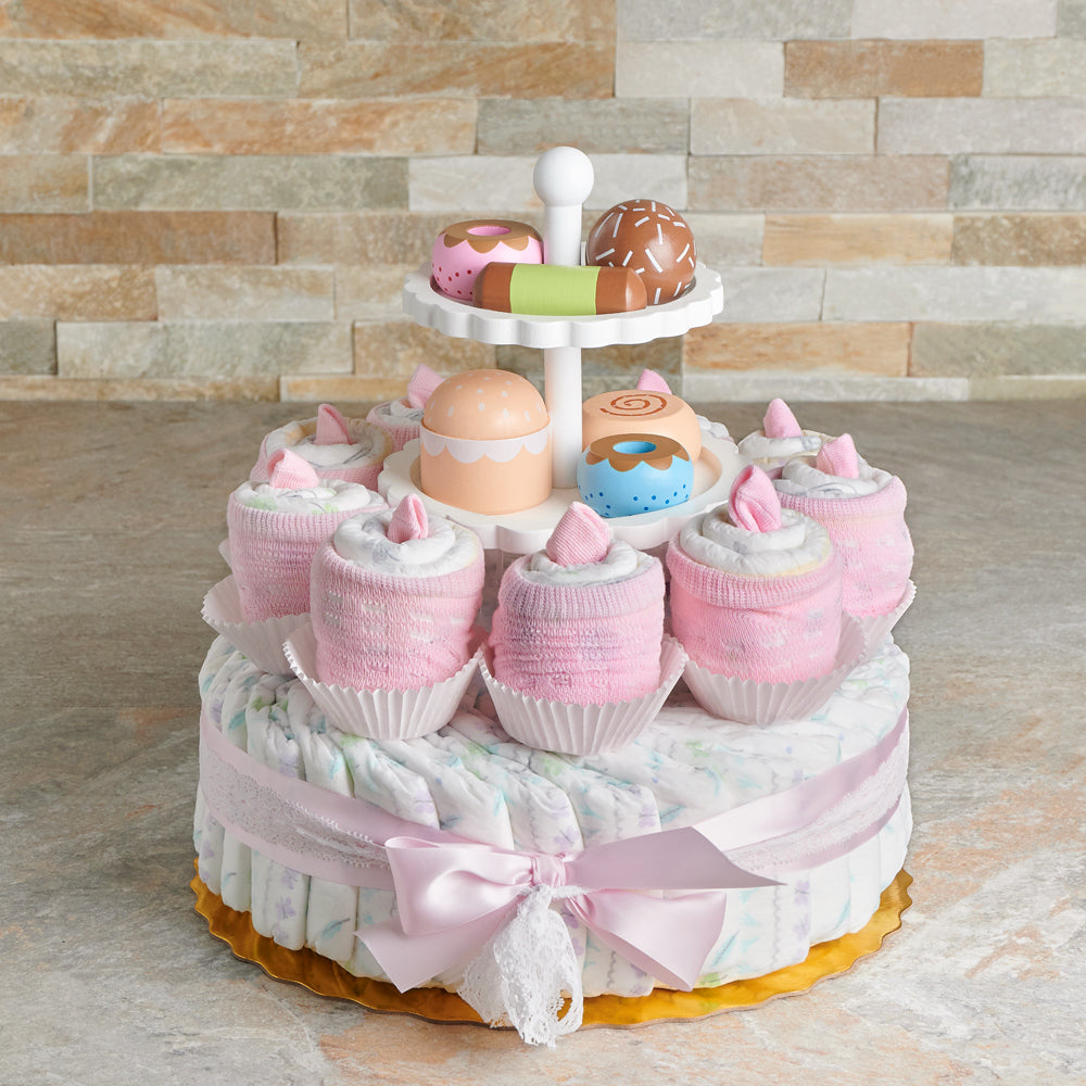 Baby Girl Diaper Cake – how the gift is presented