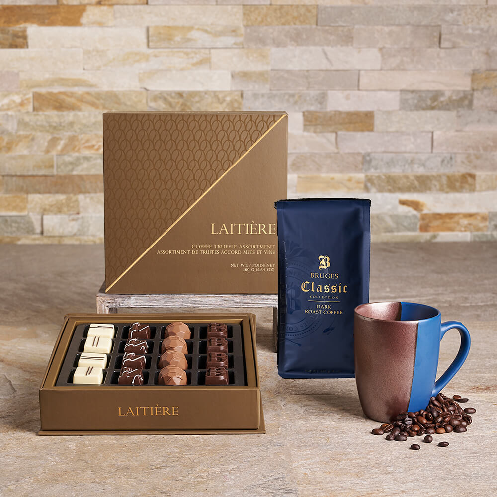 Bruges Coffee Truffle Gift Basket – how the gift is presented