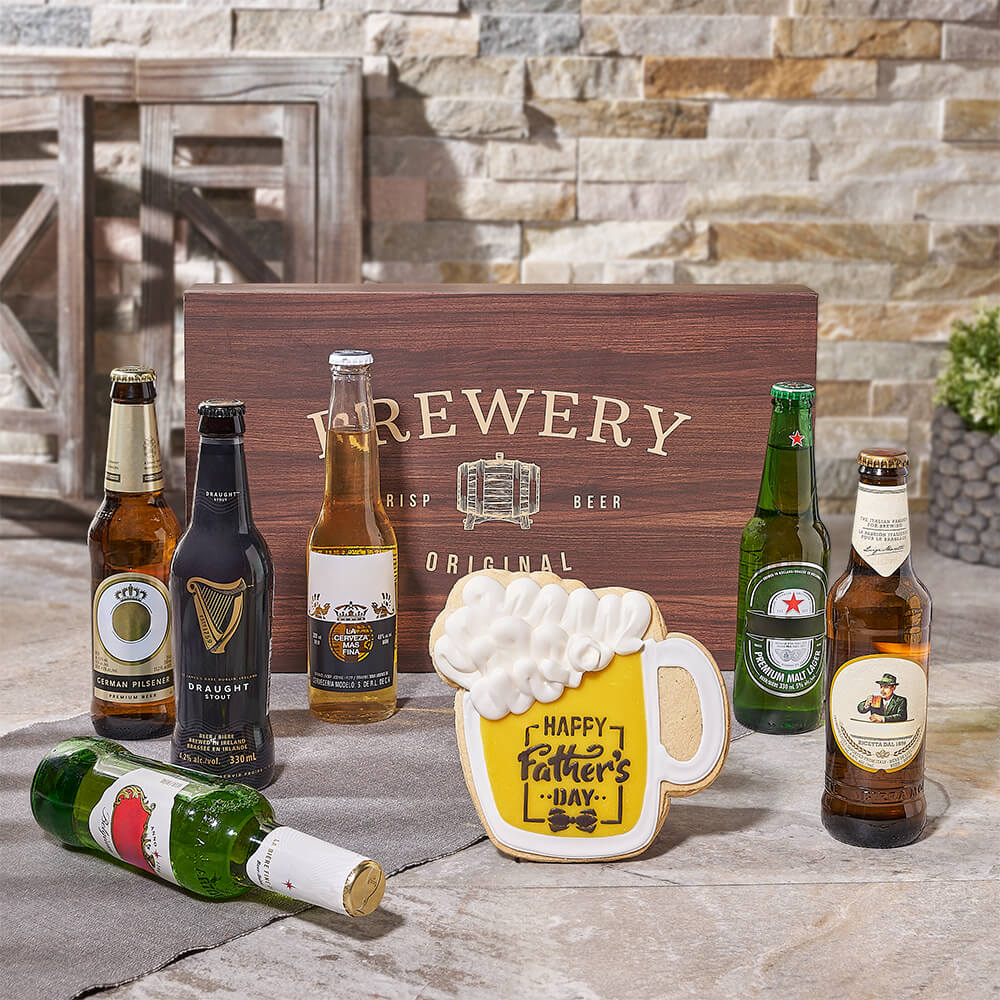 Father's Day Beer Box Gift Set with Gourmet Beer Mug Cookie – how the gift is presented
