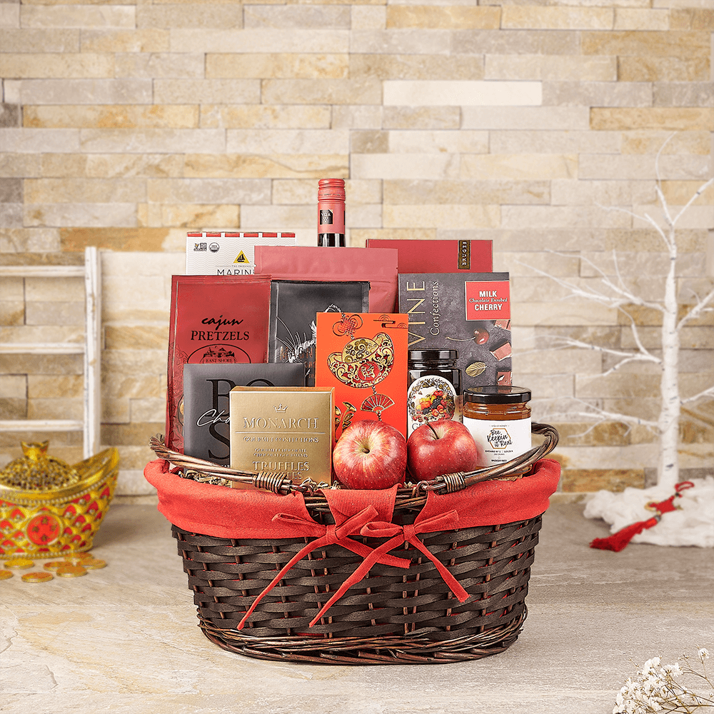 Chinese New Year Wine Basket, USA – how the gift is presented