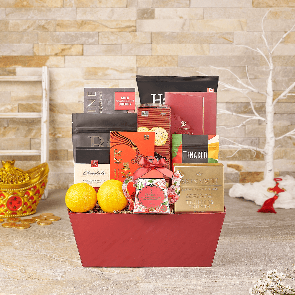 Chinese New Year Red Market Tray – how the gift is presented