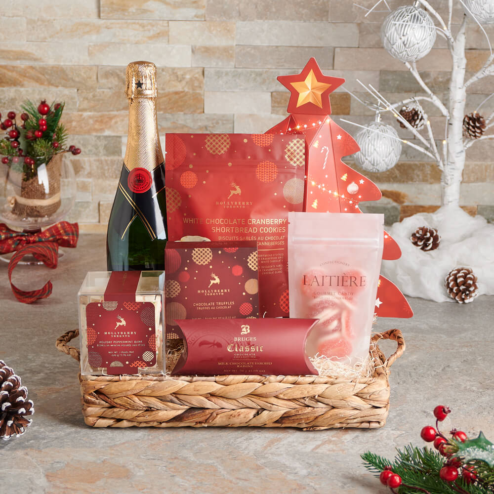 Chocolate and Champagne Holiday Celebration, christmas gift, christmas, holiday gift, holiday, champagne gift, champagne, sparkling wine gift, sparkling wine, gourmet gift, gourmet, chocolate gift, chocolate