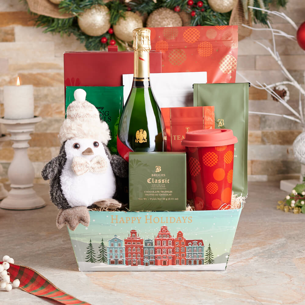 Holiday Sparkling Wine and Chocolate – how the gift is presented