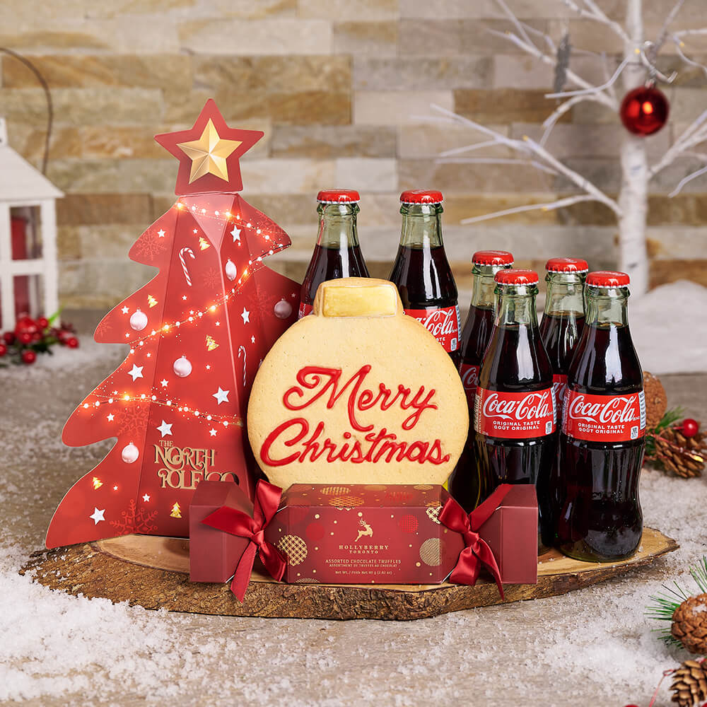 Holiday Chocolate and Coca-Cola Basket – how the gift is presented