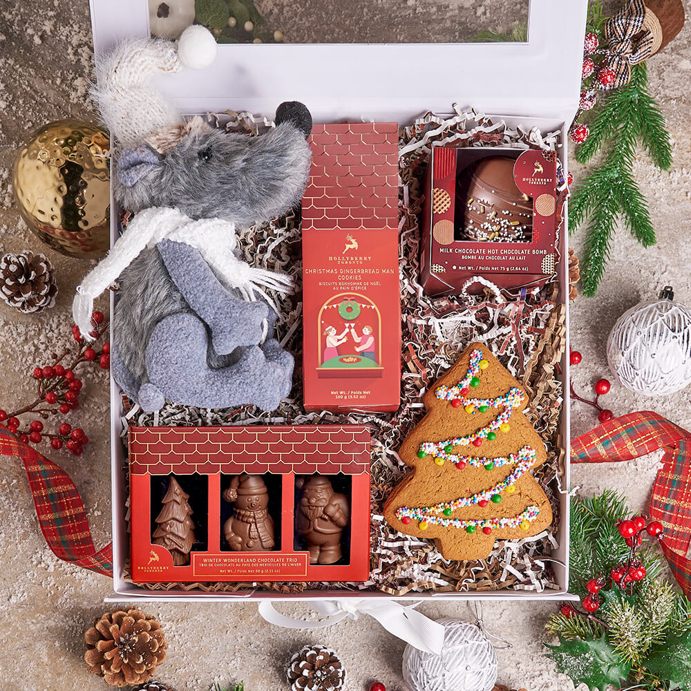 Plush Mouse Hot Chocolate Basket – how the gift is presented