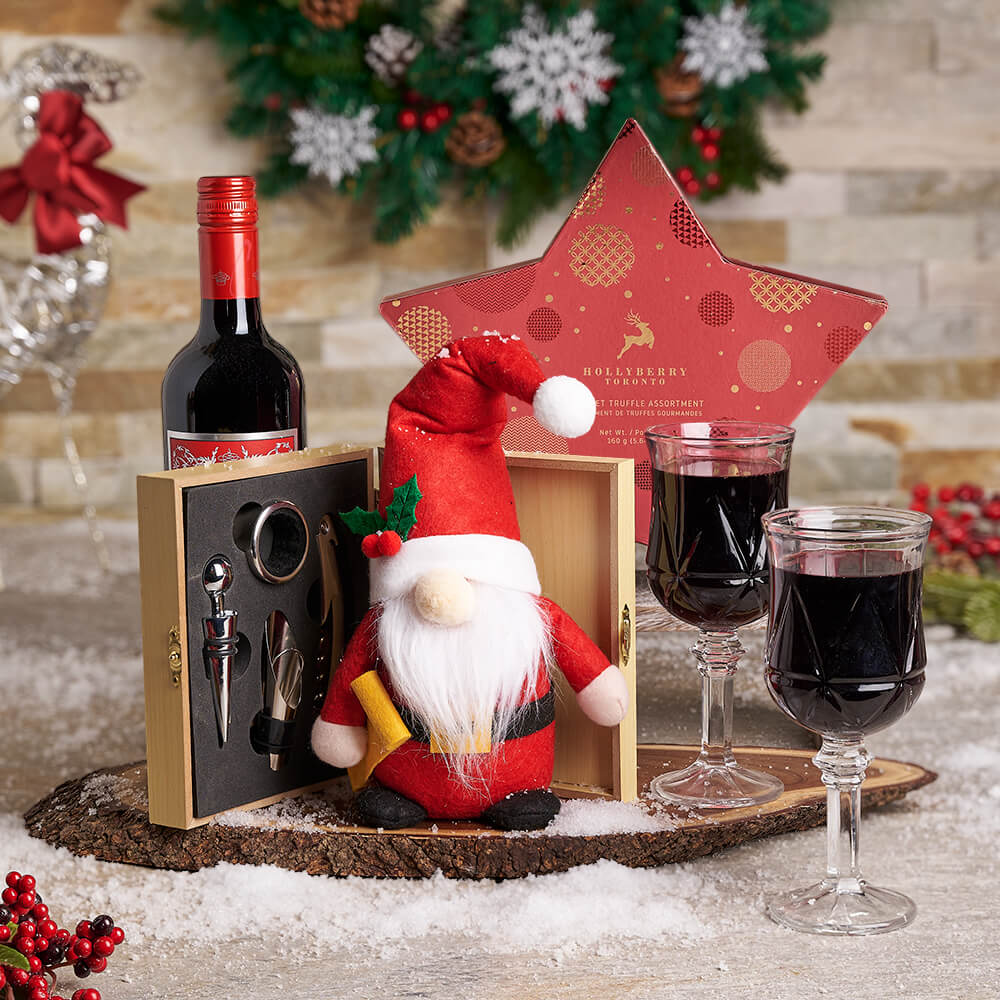 Christmas Wine and Glasses Gift Box – how the gift is presented