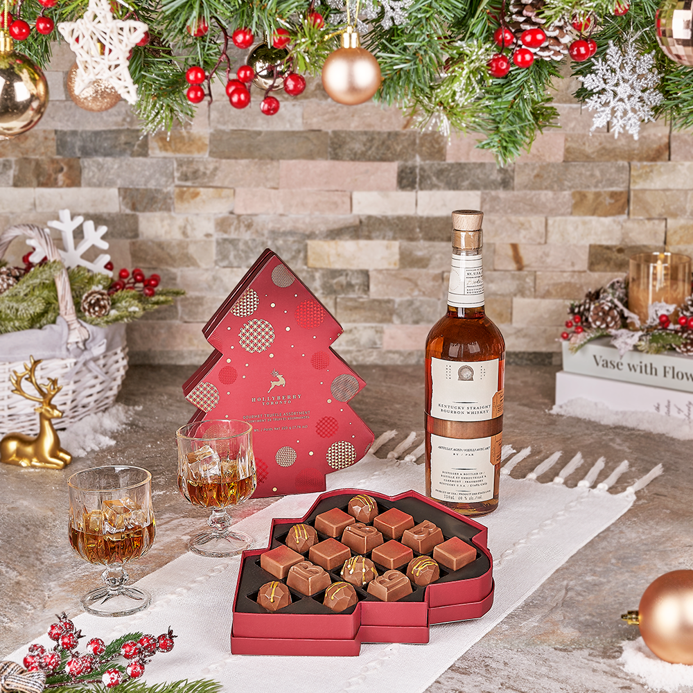 Christmas Whiskey and Chocolate Gift Set – how the gift is presented