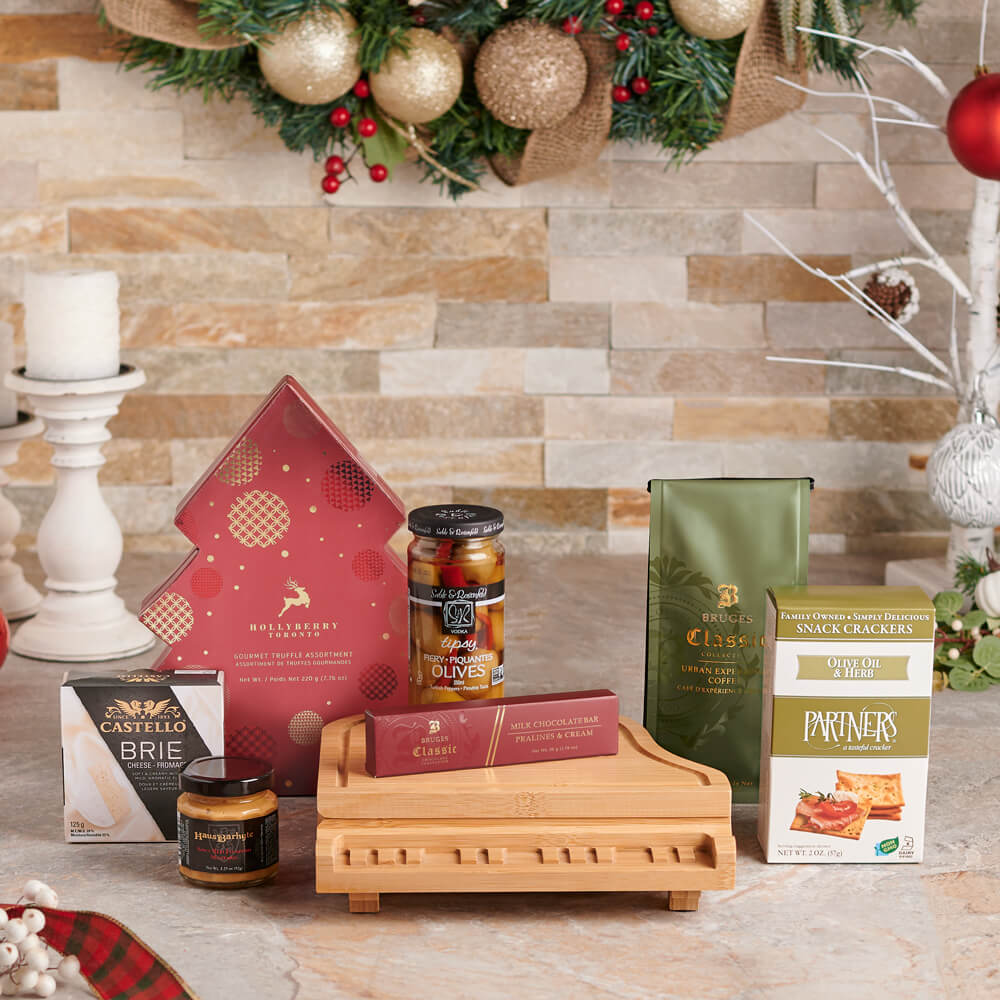 Holiday Coffee and Cheese Basket – how the gift is presented