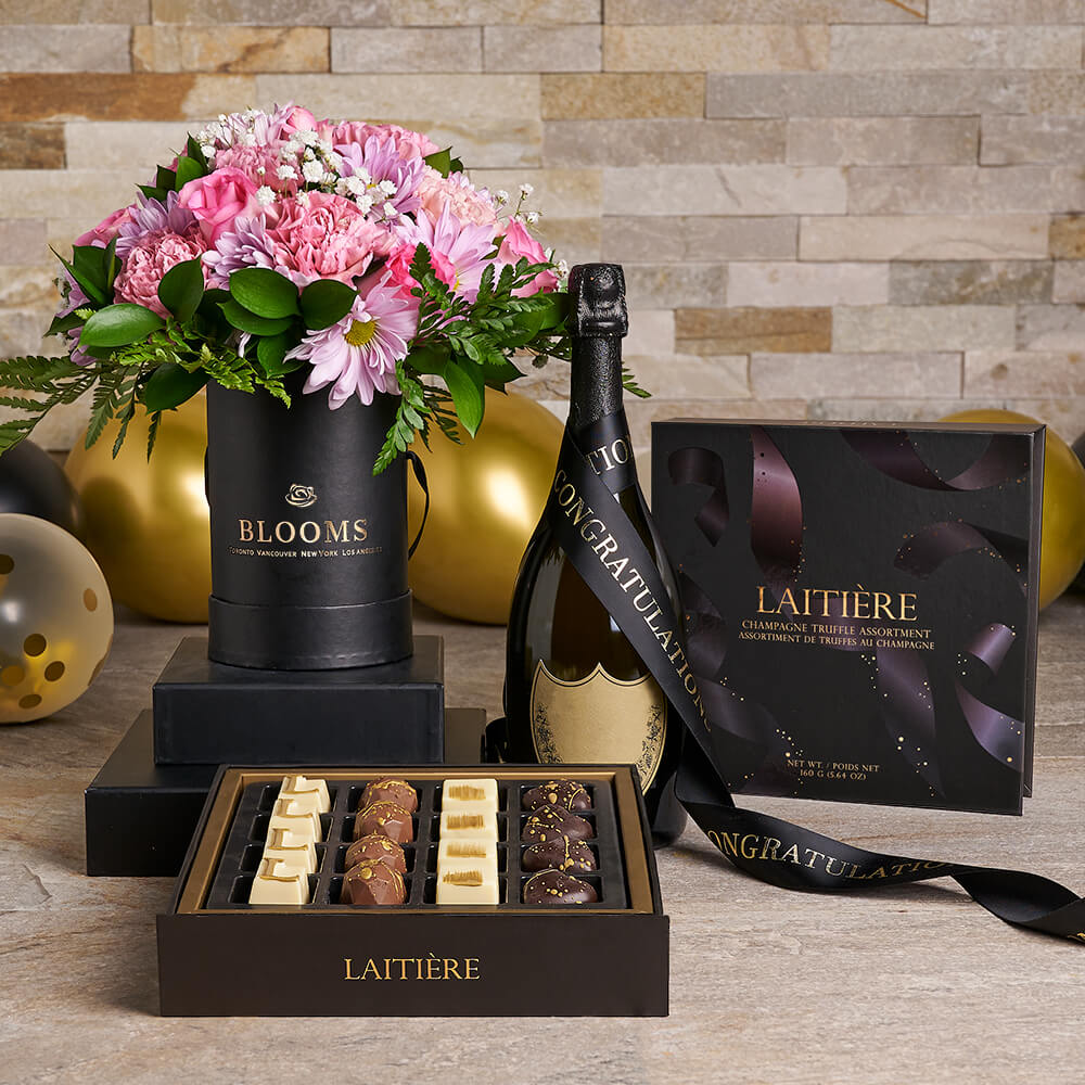 Chocolate Truffles and Flowers Gift Basket – how the gift is presented