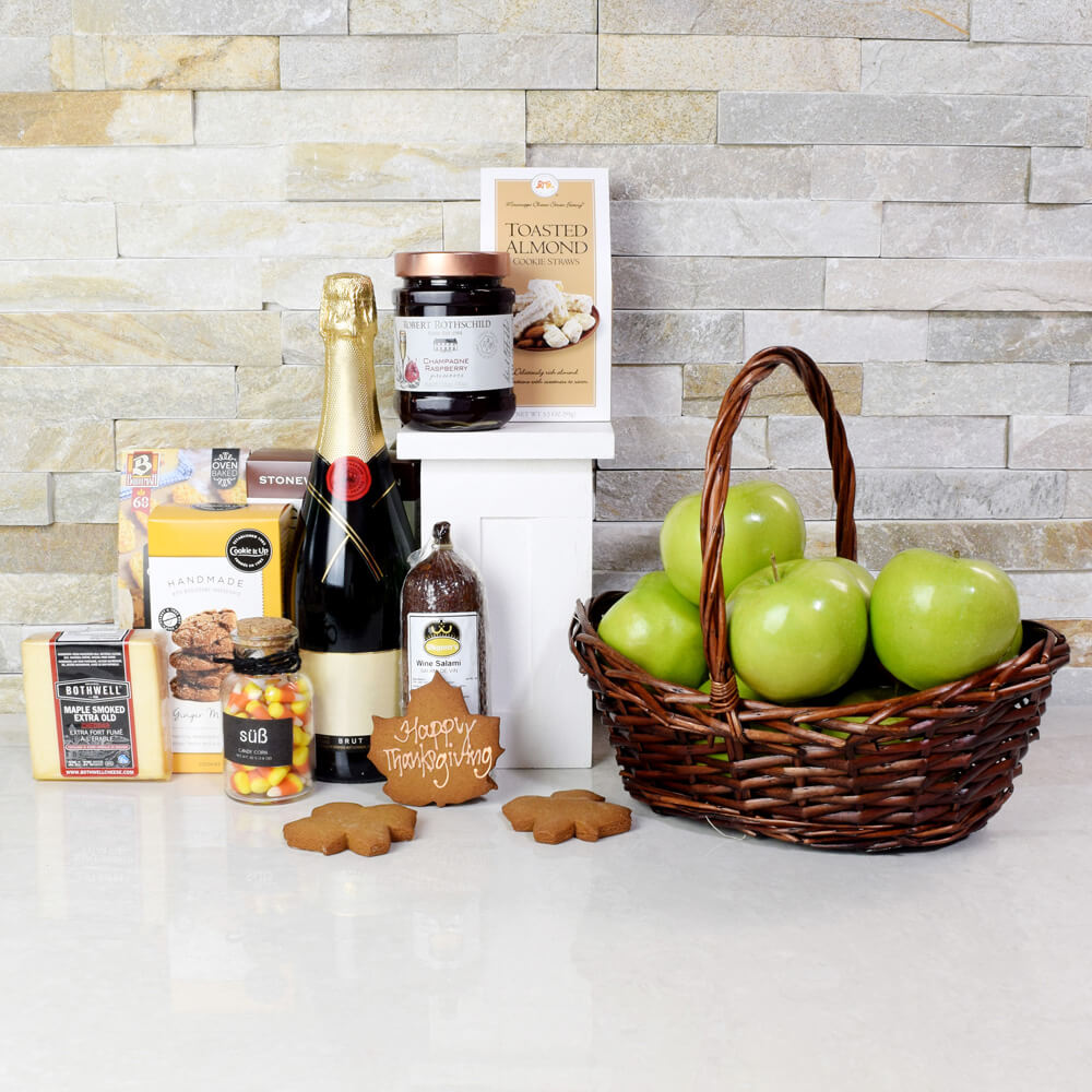 Thanksgiving Champagne Gift Basket – how the gift is presented