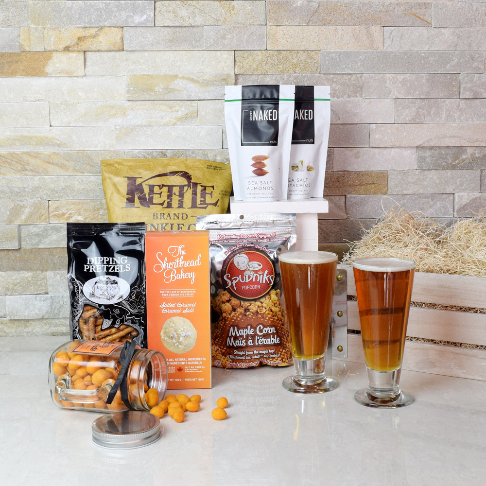 Gourmet Pretzels and Nuts Basket – how the gift is presented