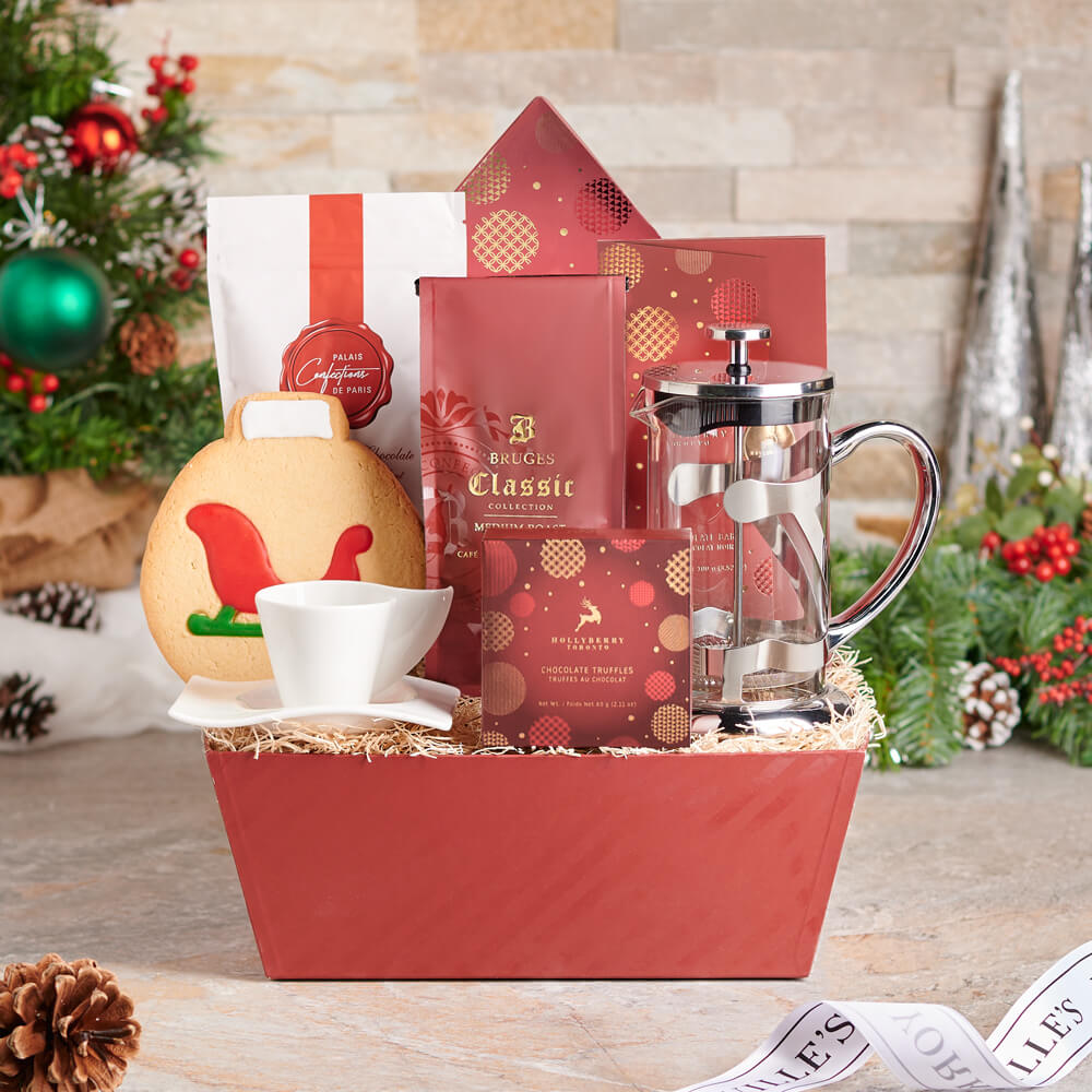 Christmas Coffee Gift Basket – how the gift is presented