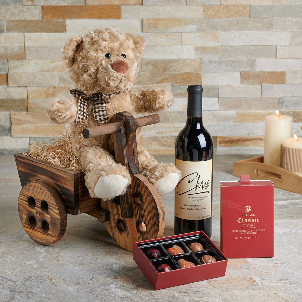 Bruges Milk Chocolate Wine Basket – how the gift is presented