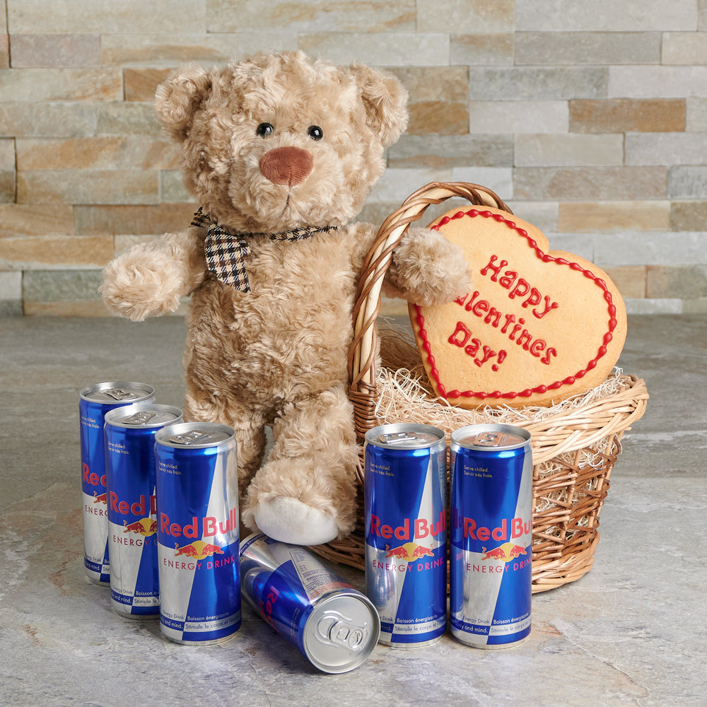 Valentine's Day Bear and Red Bull – how the gift is presented
