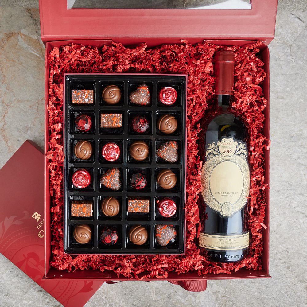 The Lovers’ Wine & Chocolate Gift Set, Valentine's Day gifts, wine gifts, chocolate gifts