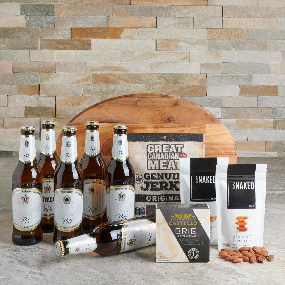Castello Brie and Beer Basket – how the gift is presented