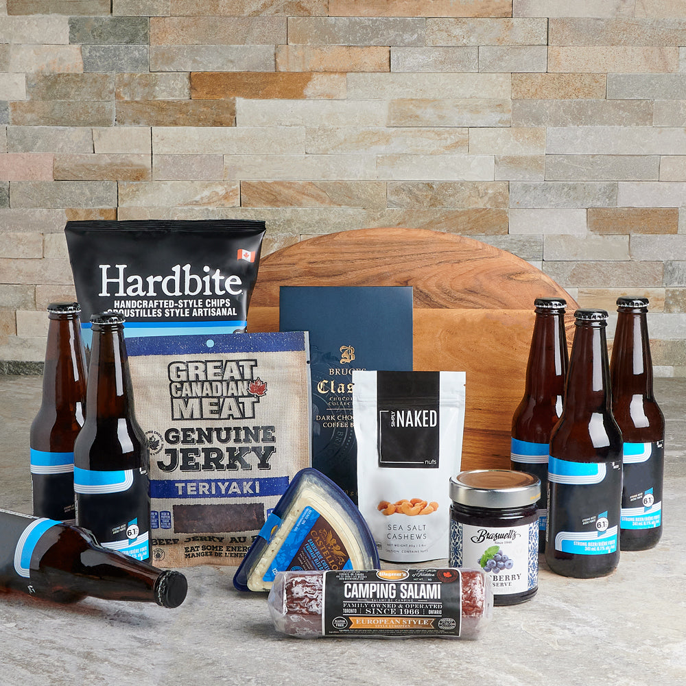 Father's Day Dad Beer Gift Set with Teriyaki Jerky and Blue Cheese – how the gift is presented