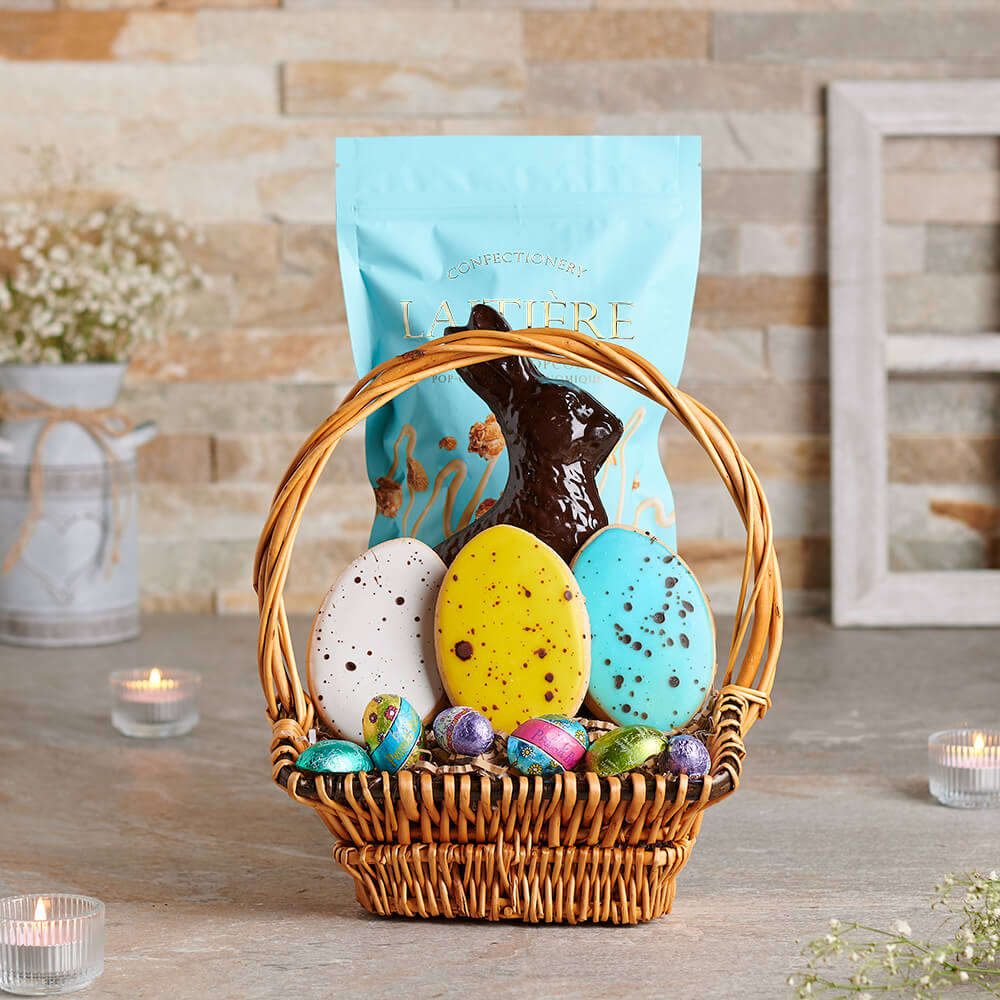 Premium Easter Gourmet Chocolate Gift Basket – how the gift is presented