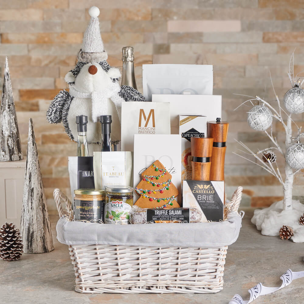 Wine and Sparkling Christmas Gift Basket – how the gift is presented