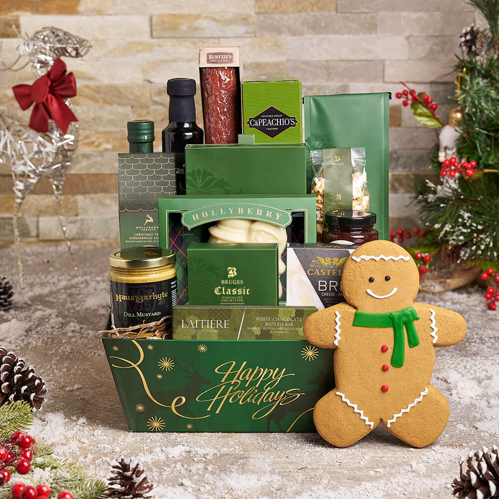 Holiday Season Gourmet Food Gift Basket with Artisanal Treats – how the gift is presented