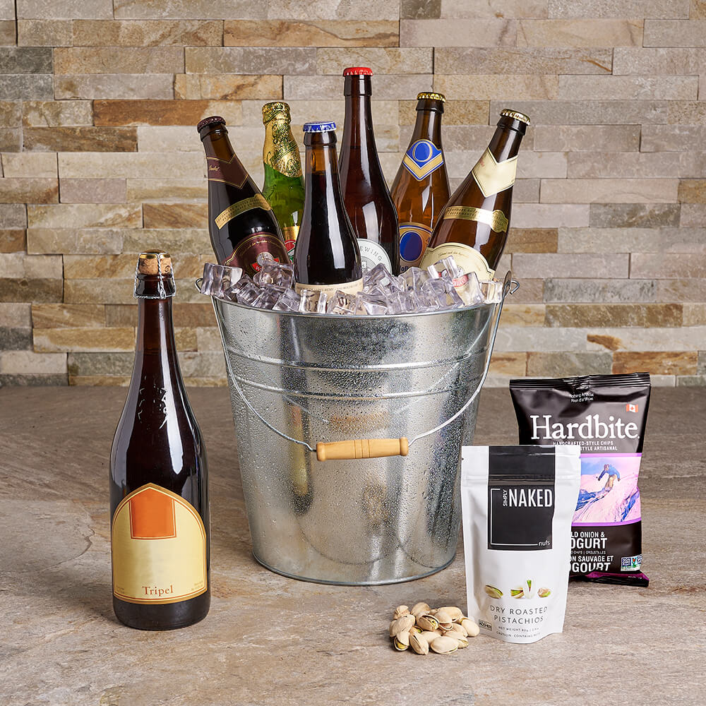 Specialty Beer and Pistachio Basket – how the gift is presented