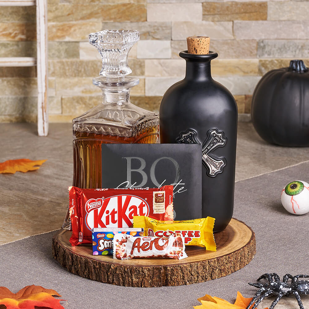 Halloween Liquor and Chocolate Set – how the gift is presented