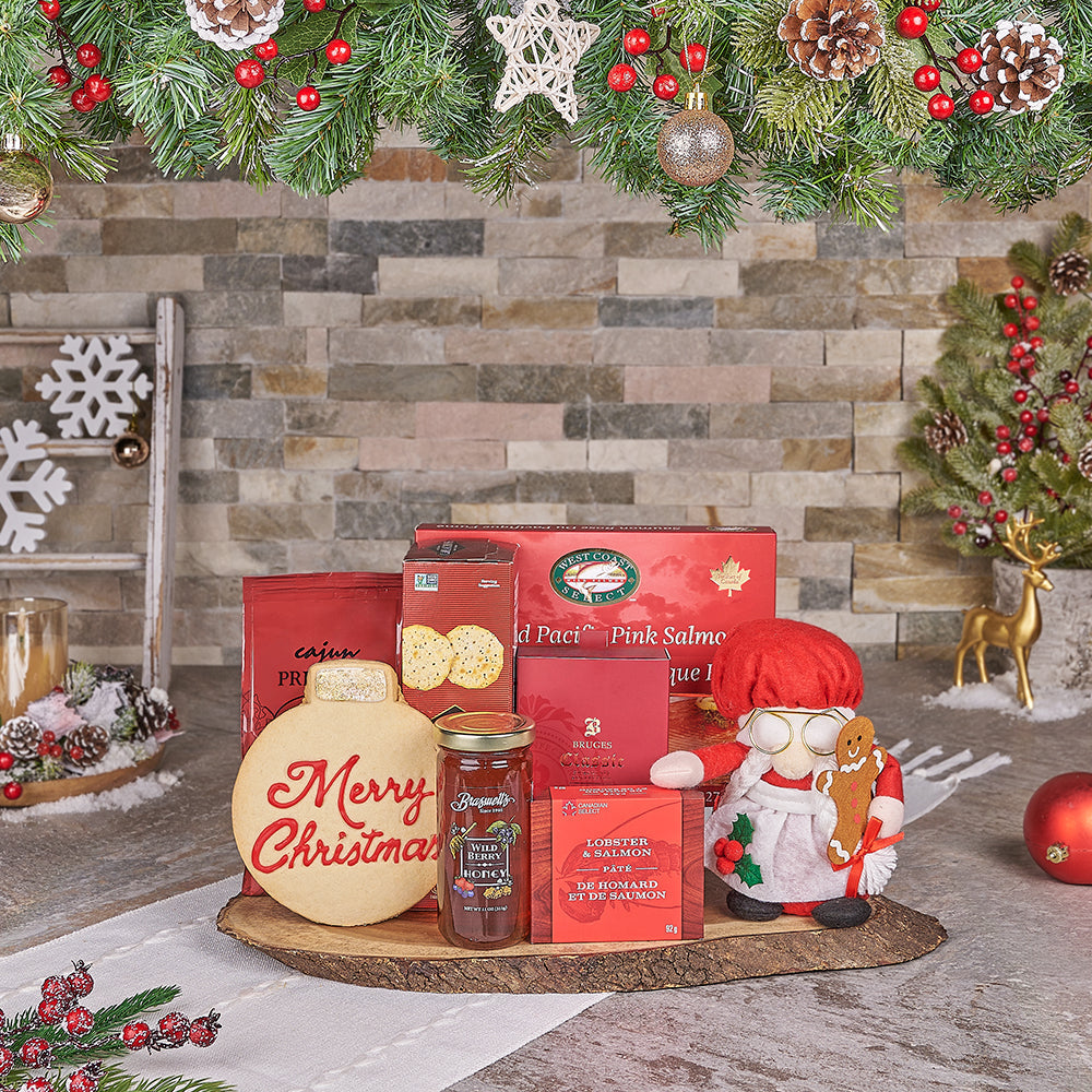 Holiday Seafood Gift Spread – how the gift is presented