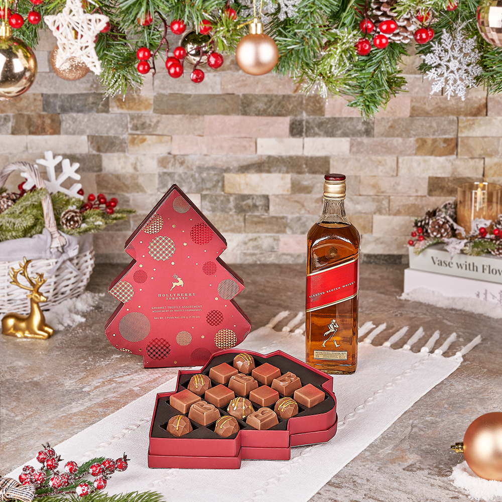 Christmas Liquor Box with Truffles – how the gift is presented