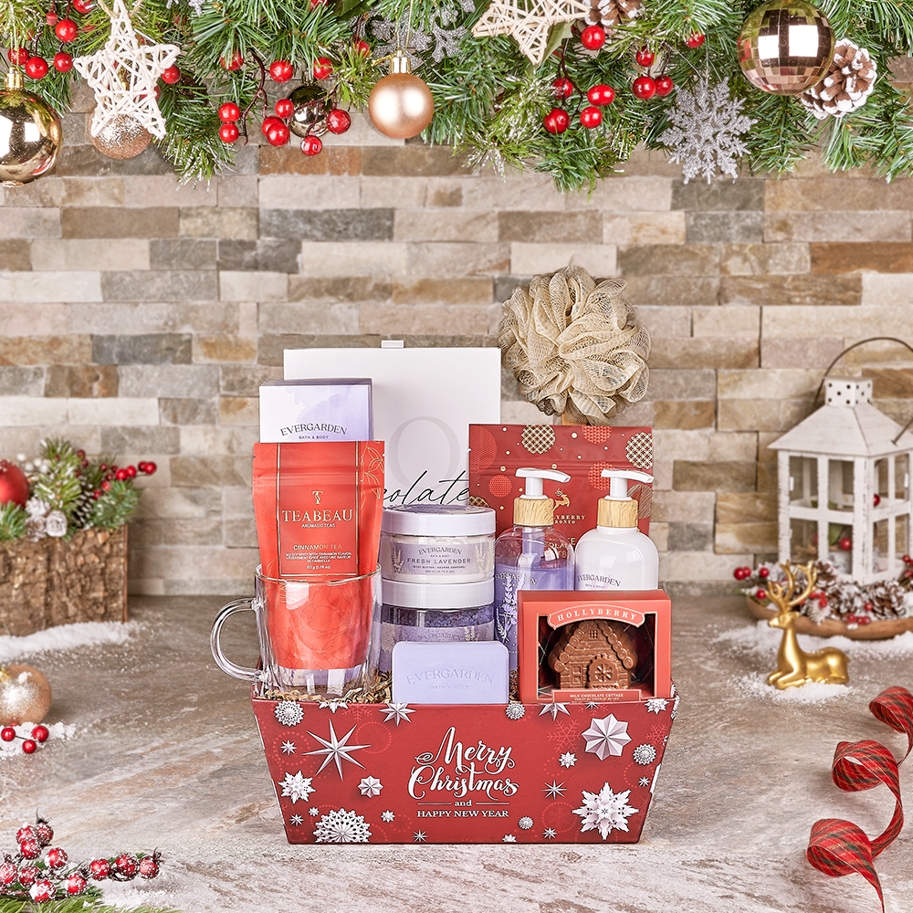 Christmas Snowflake Tea and Spa Tray – how the gift is presented