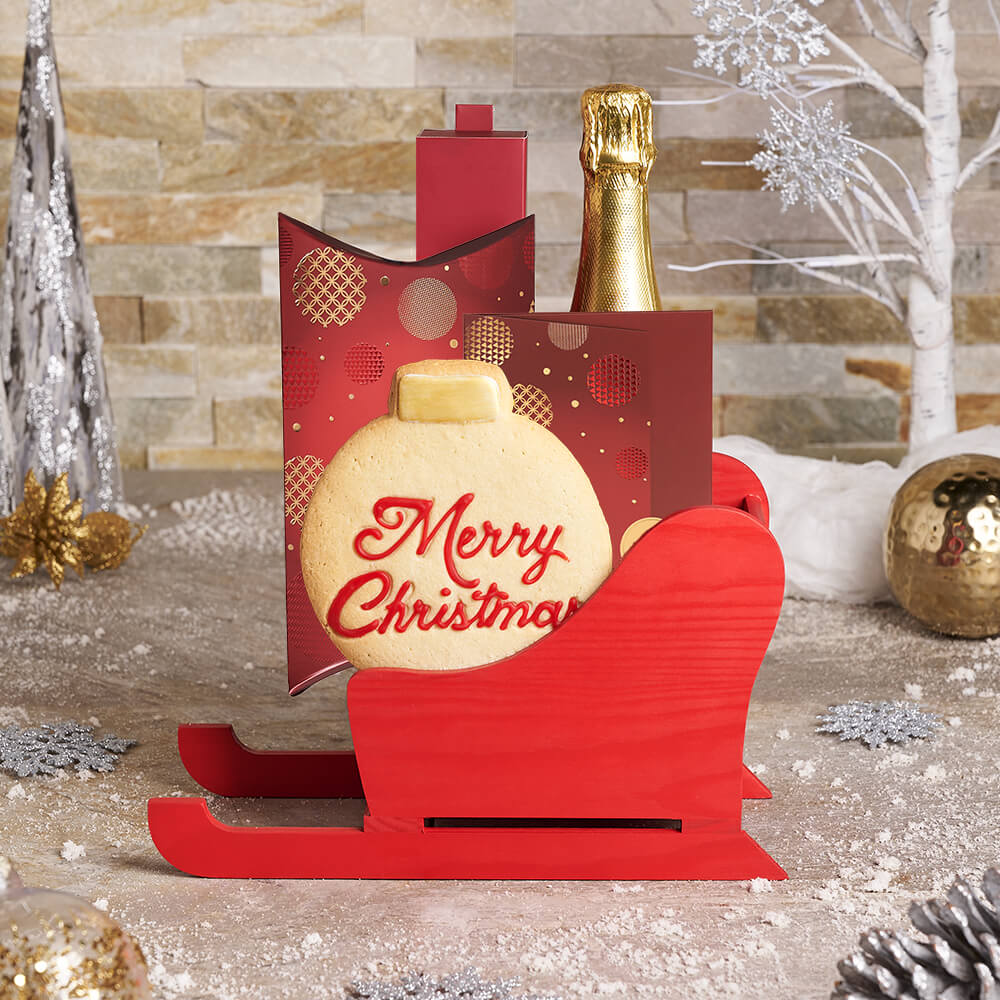 Traditional Christmas Sparkling Wine Basket – how the gift is presented