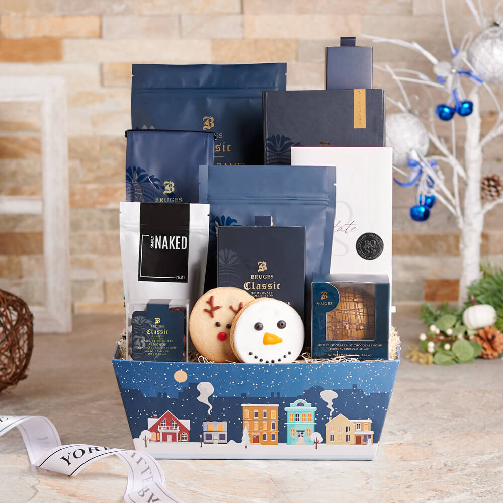 Holiday Chocolate and Snack Tray – how the gift is presented