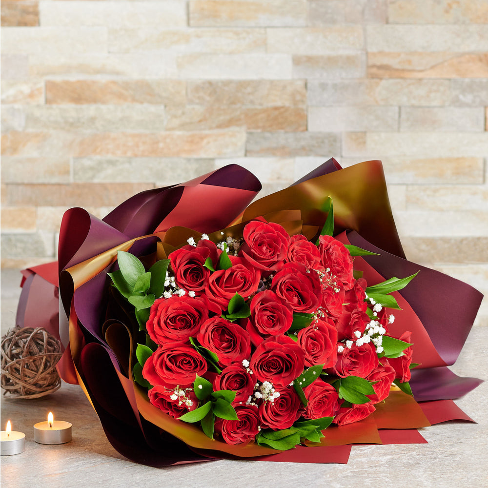 Luxurious 36-Stem Red Rose Bouquet – how the gift is presented