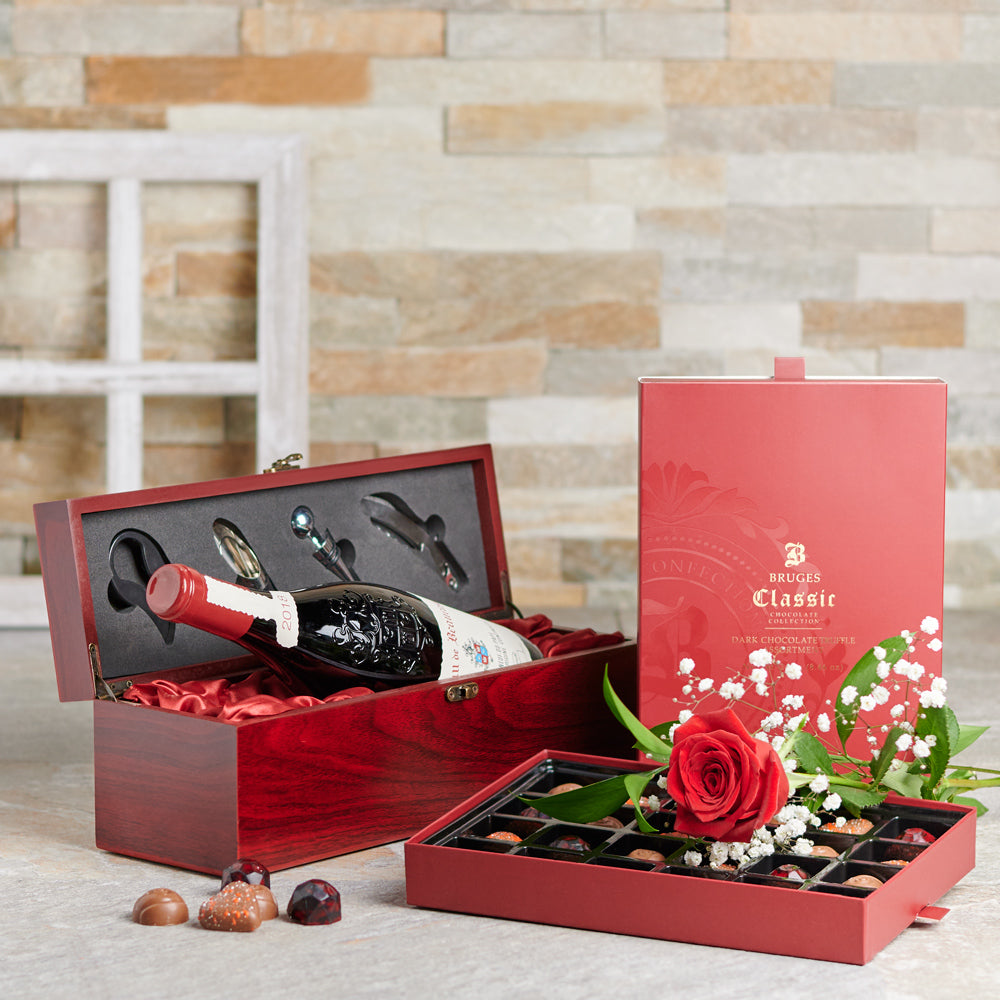 Red Rose Valentine's Day Wine Gift – how the gift is presented