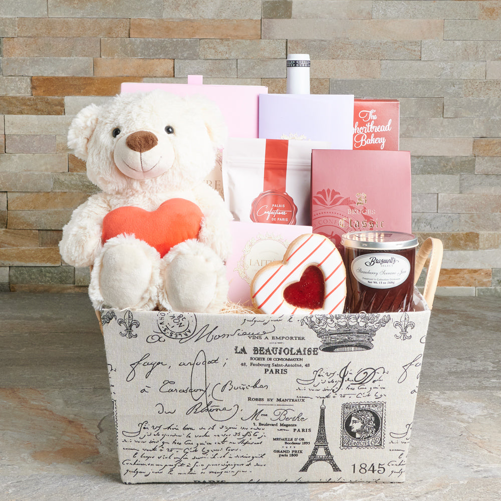 French Motif Wine Gift Basket – how the gift is presented