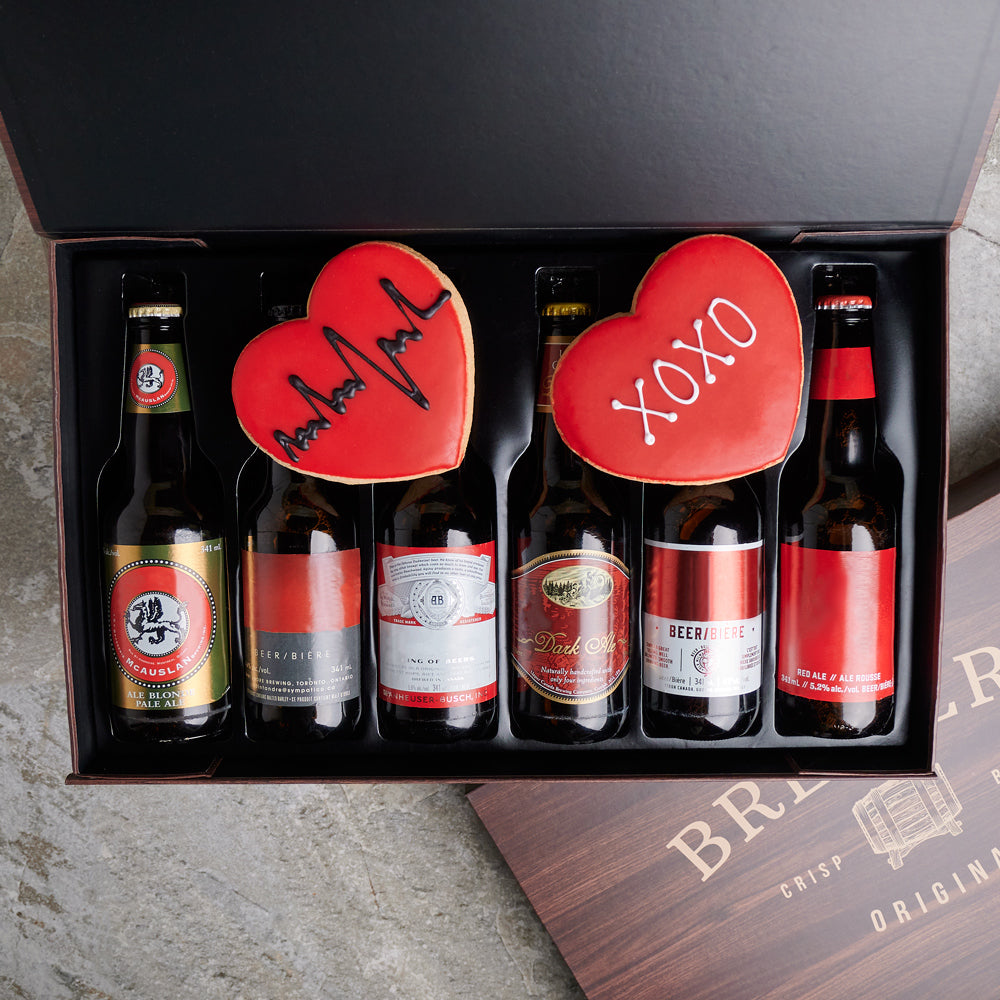 Valentine's Day Curation: Six Bottles of Beer and Heart Shaped Sugar Cookies – how the gift is presented