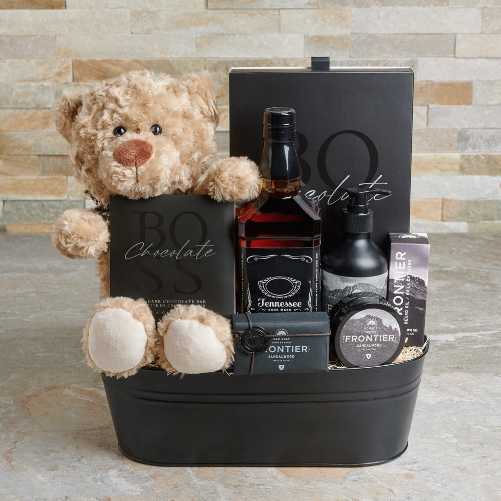 Relaxing Time for Him Gift Basket – how the gift is presented