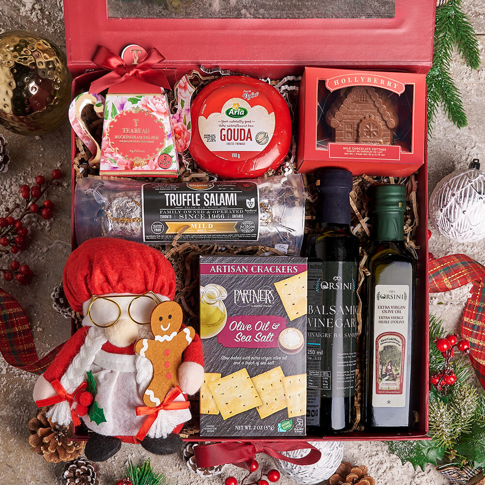 Holiday Gouda Cheese Gift Basket – how the gift is presented