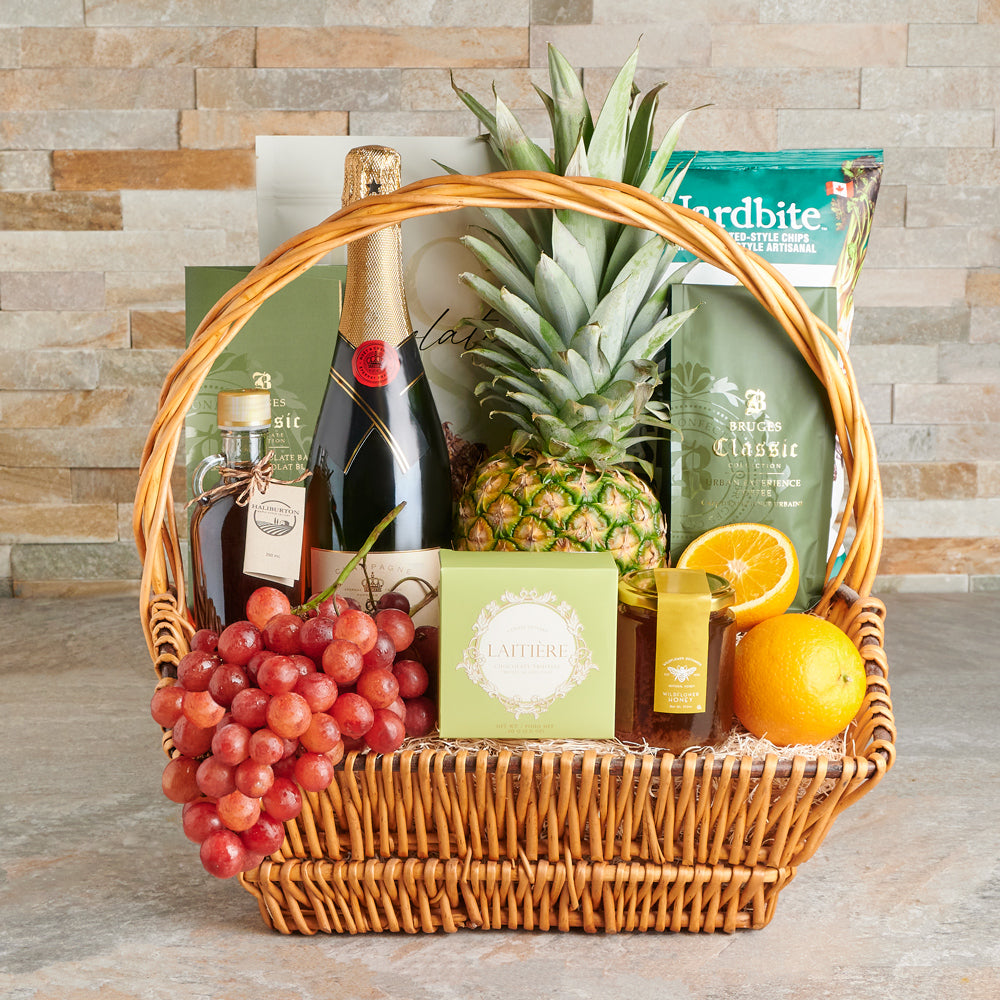 Sparkling Wine and Coffee Beans Basket – how the gift is presented