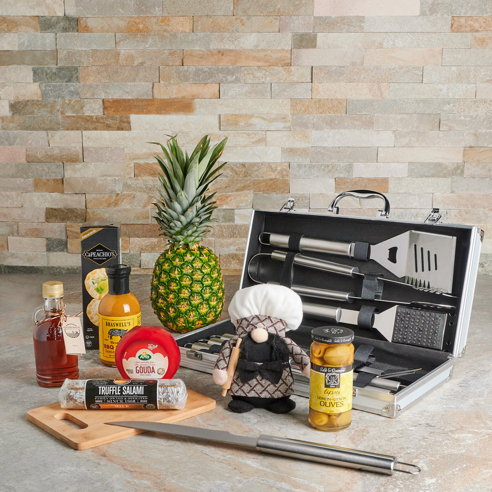 Grilling Gift Basket with Truffle Salami – how the gift is presented