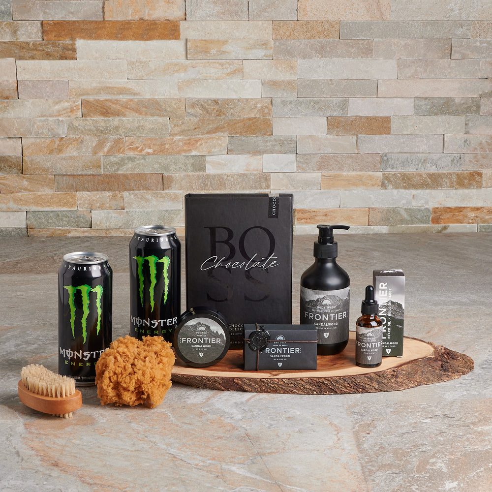 Boss Chocolate Spa Gift Basket – how the gift is presented