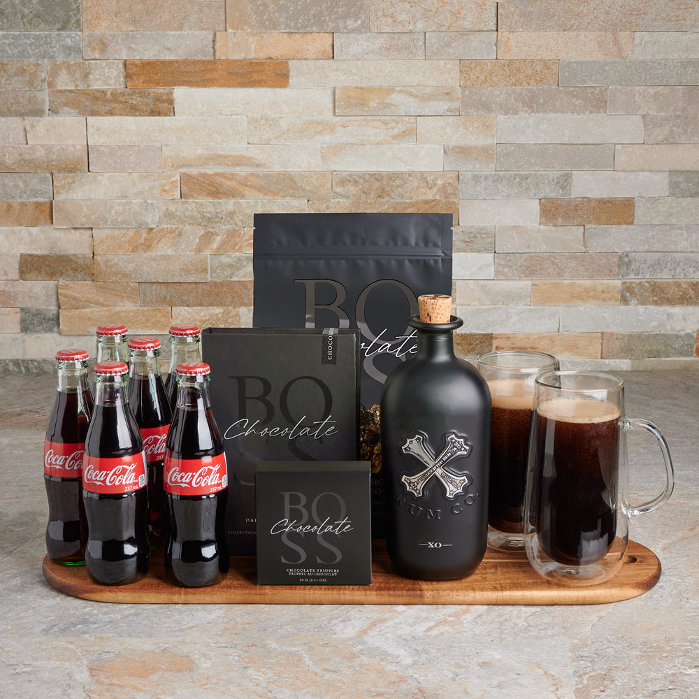Vodka and Chocolate Gourmet Basket – how the gift is presented