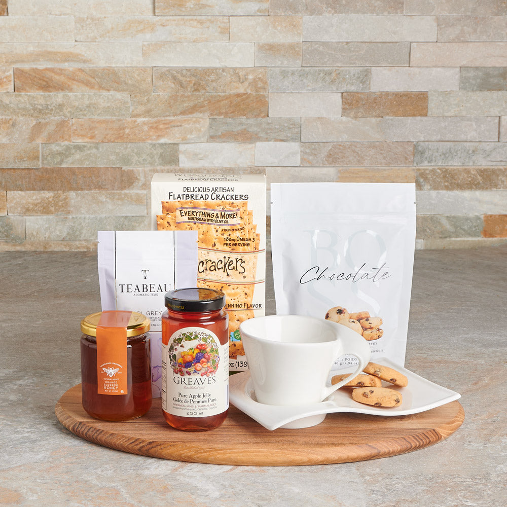 The Classic English Tea & Treat Gift Basket, gourmet gift, gourmet, tea gift, tea, tea & cookies gift, teatime