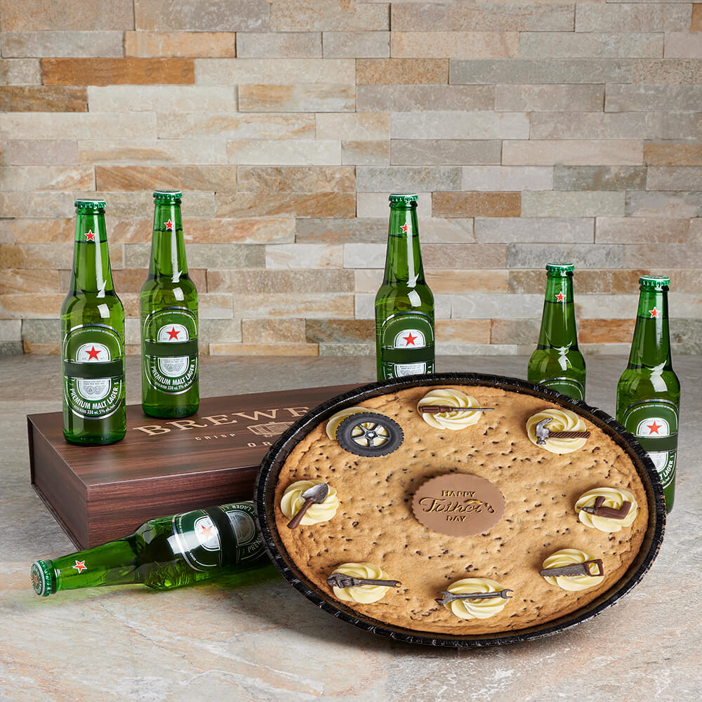 Father's Day 6-Pack Beer and Giant Chocolate Chip Cookie Gift – how the gift is presented