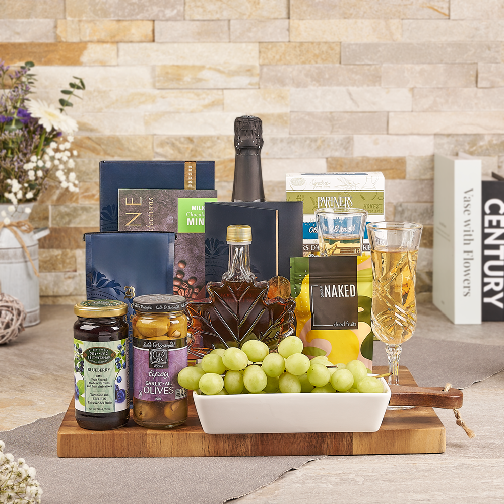 Kosher Feast with Champagne, champagne gift, champagne, sparkling wine gift, sparkling wine, kosher gift, kosher
