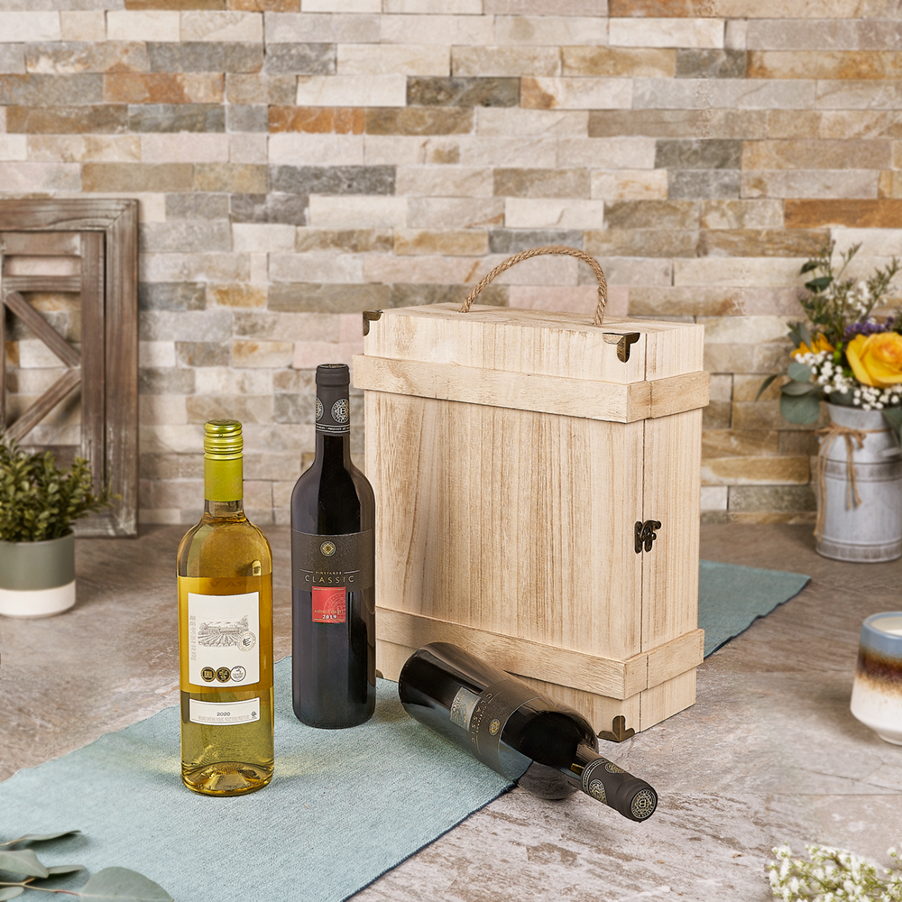 Three-Bottle Kosher Wine Basket – how the gift is presented